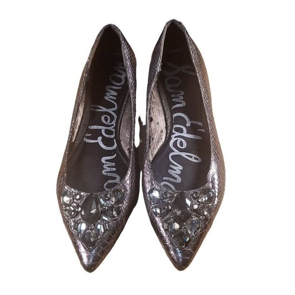 Sam Edelman Icelynn Flats‎ Women Sz 8 M Rhinestone Animal Print Pointed Toe - Picture 4 of 9